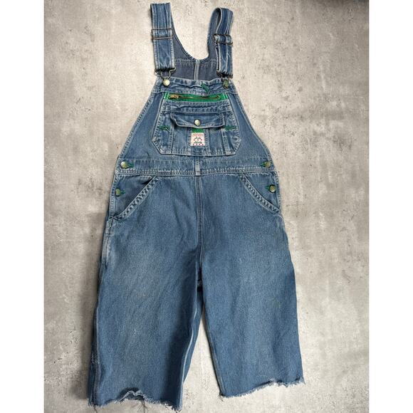 Vintage Lady Liberty denim bib overalls cut off shorts size 8 - Picture 6 of 14